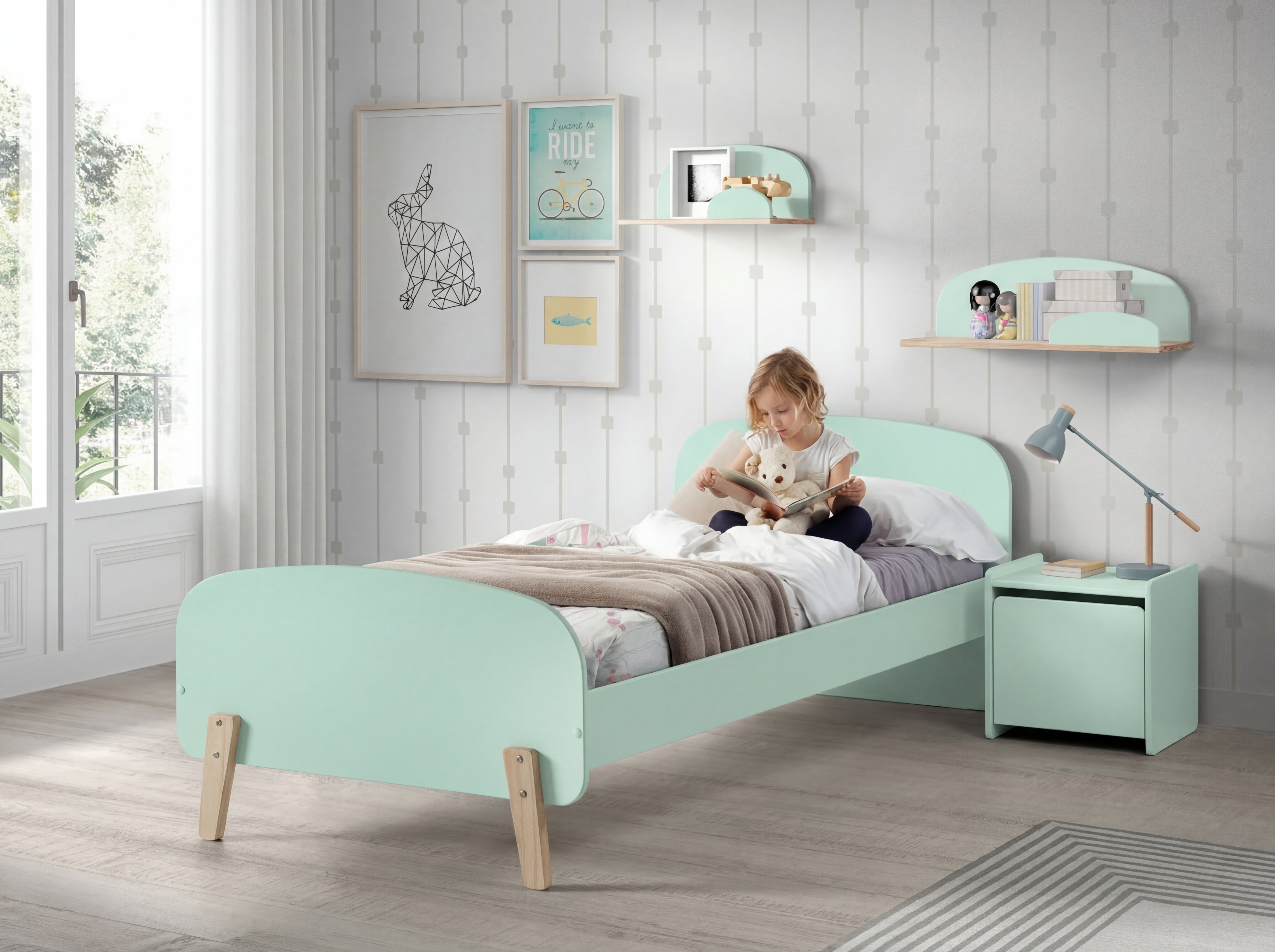 מדף קיר קידי ירוק 65 ס"מ