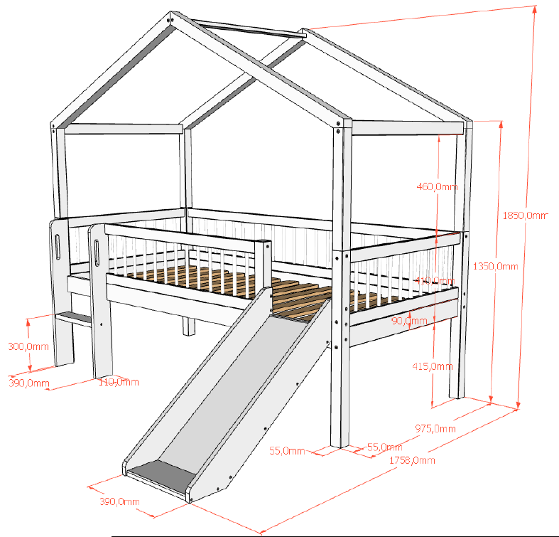 מיטת מגלשה פורסט אלון