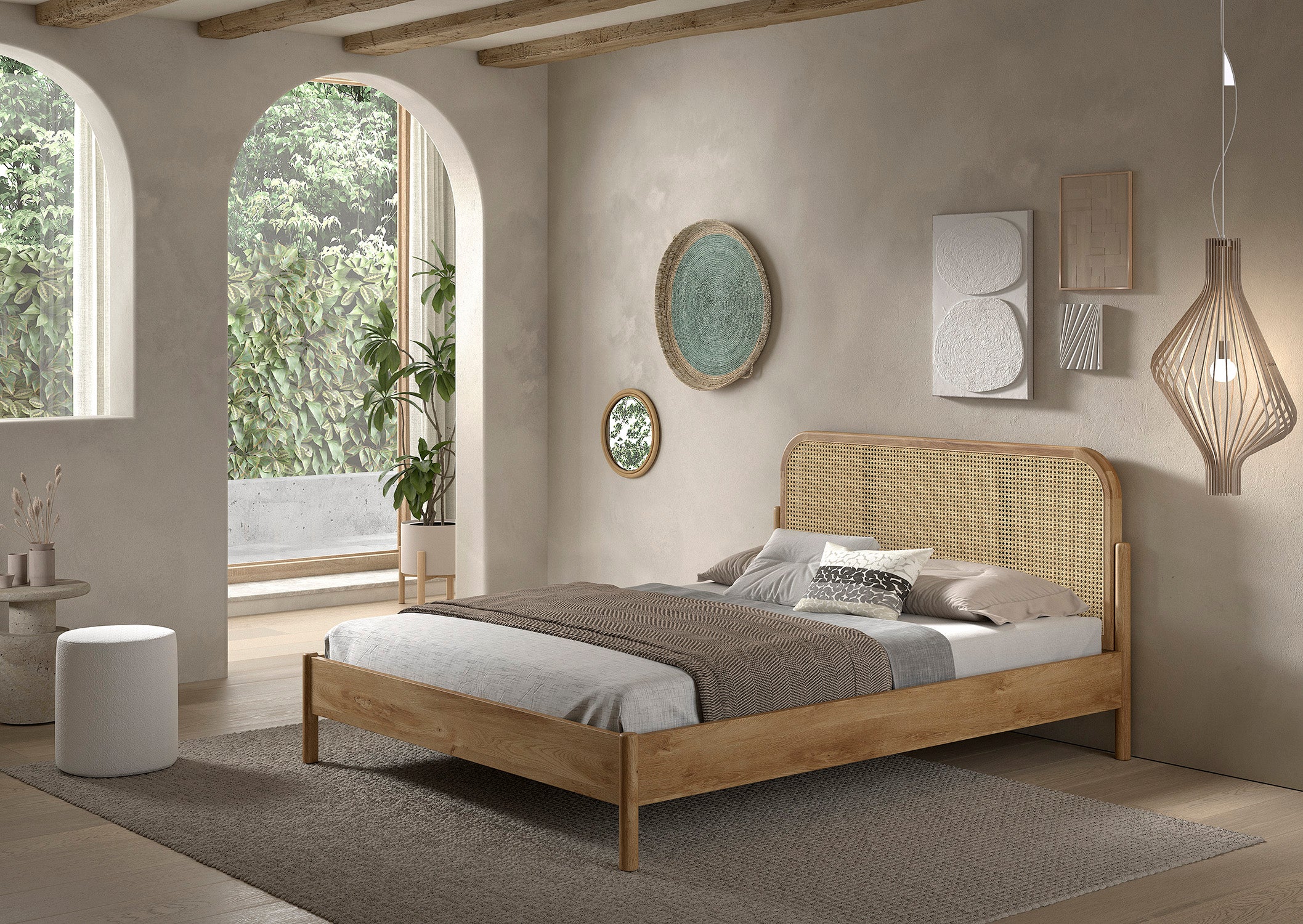 מיטת זית ראטן זוגית 160 ס"מ