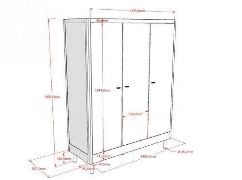 ארון 3 דלתות פורסט אלון
